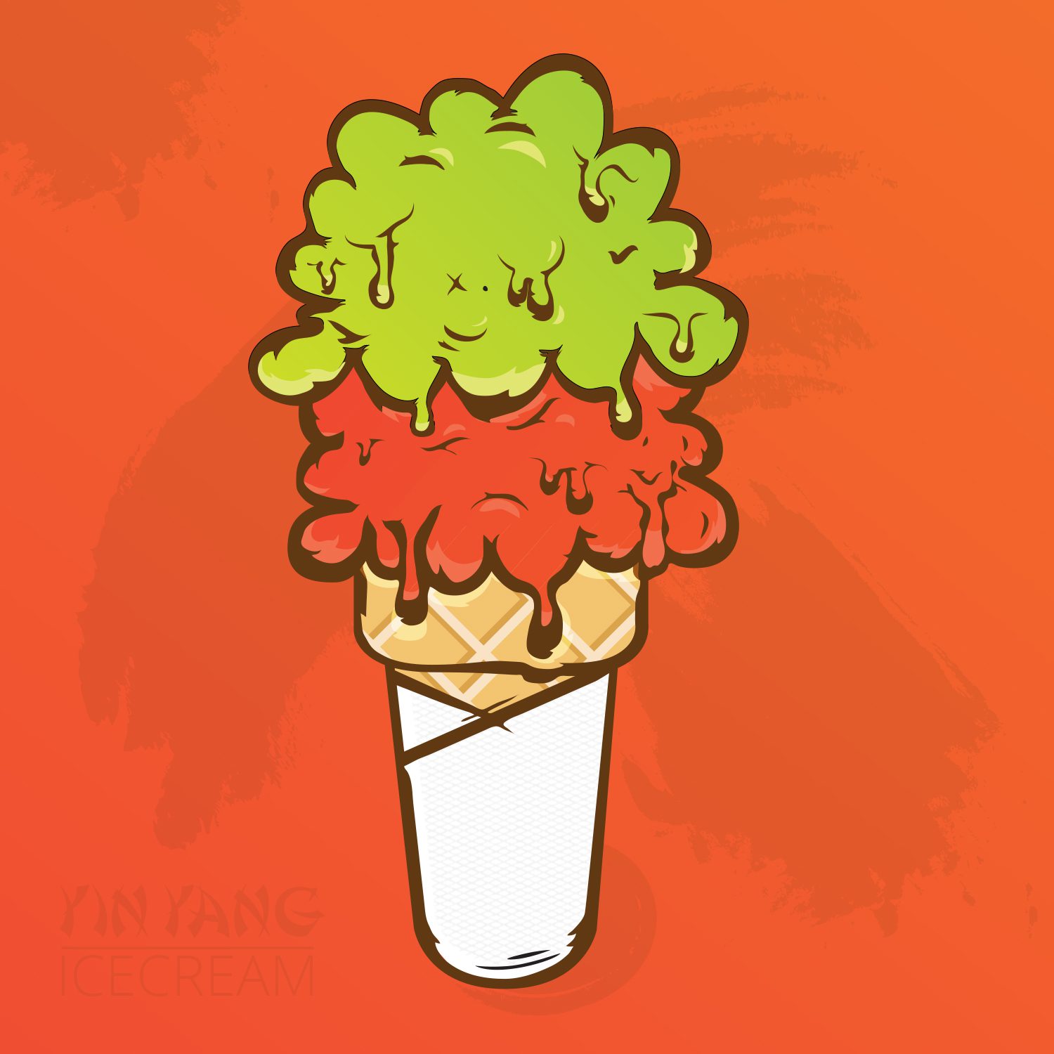 Ying Yang Ice cream cone illustration