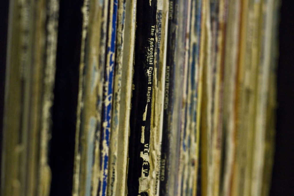 Macro shot of vinyl records