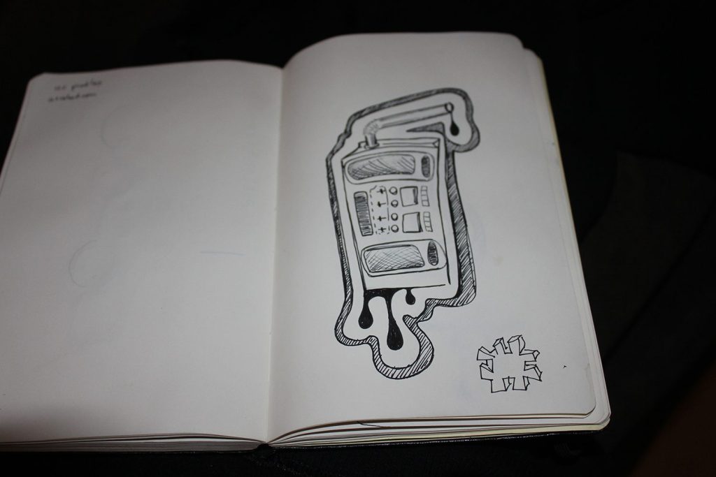 Juicebox boombox notebook sketch