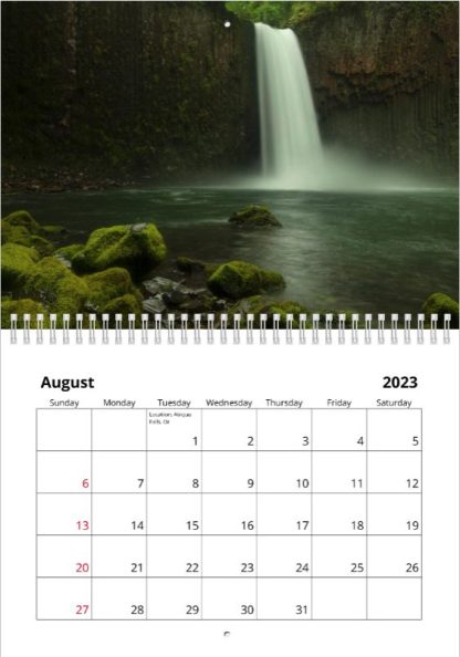 Abiqua Falls, Or – Christopher Lisle 2023 Calendar